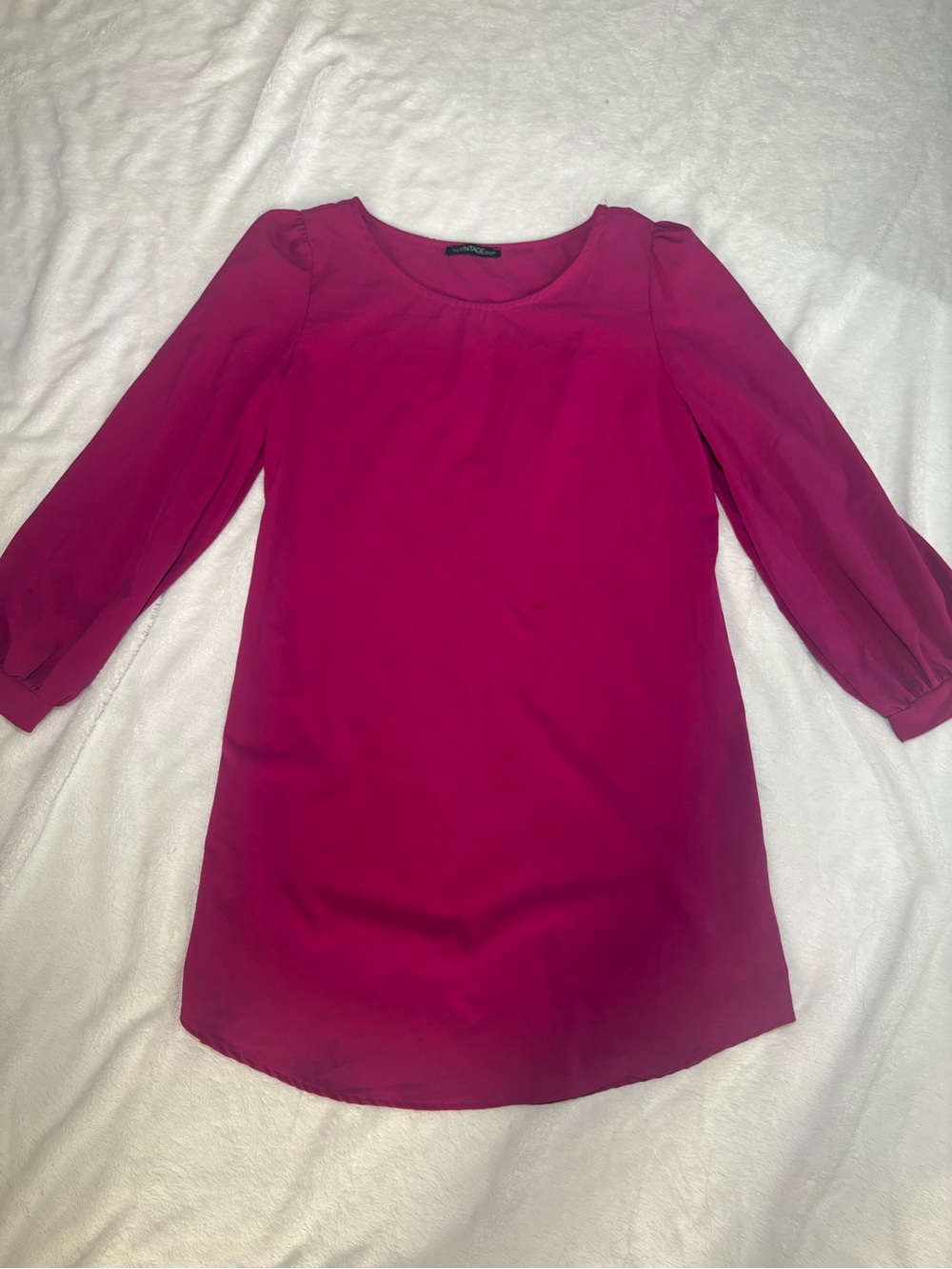 The Vintage Shop Women’s Large Magenta 3/4 Sleeve Tunic Blouse